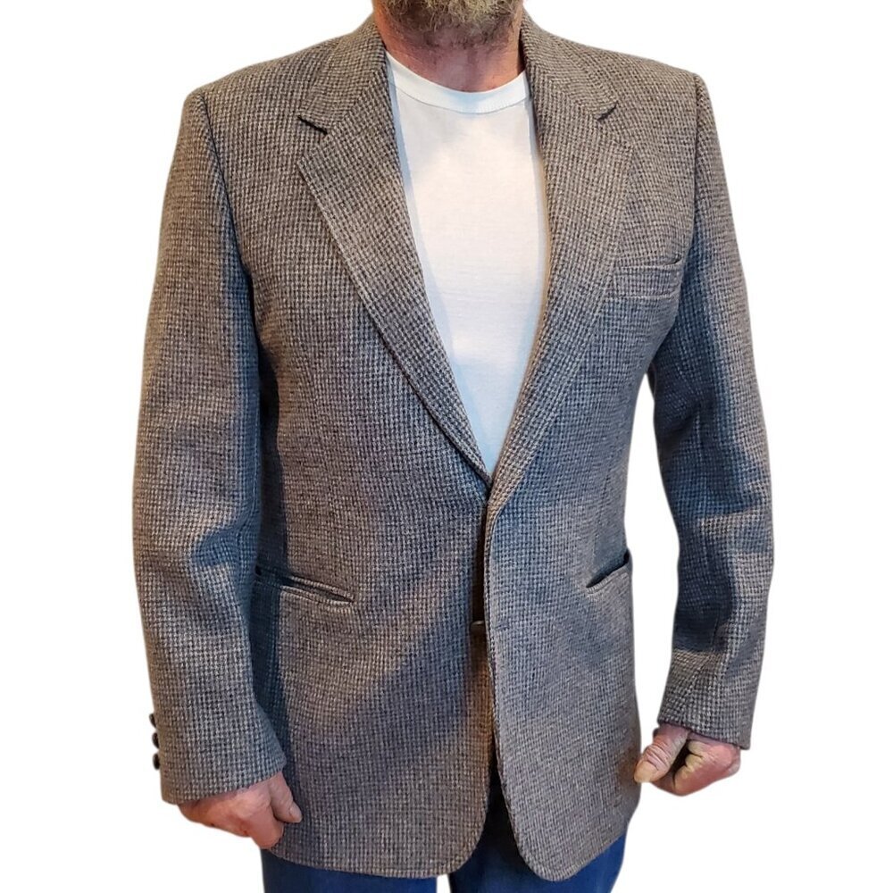 AUSTIN MANOR Appx. SZ 40R Tweed Plaid Single Breasted Sports Coat Blazer Jacket
